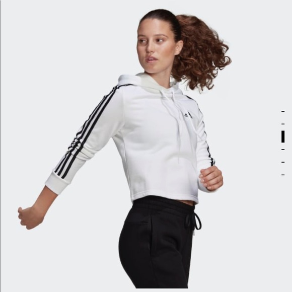 Adidas ESSENTIALS 3-STRIPES CROPPED HOODIE - Picture 3 of 6